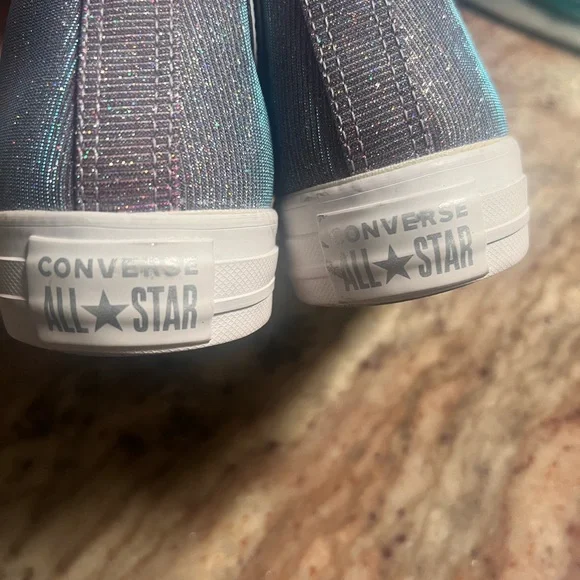 Converse Glittery High-Tops purple with White Shoes tenis sneaker - Picture 6 of 9